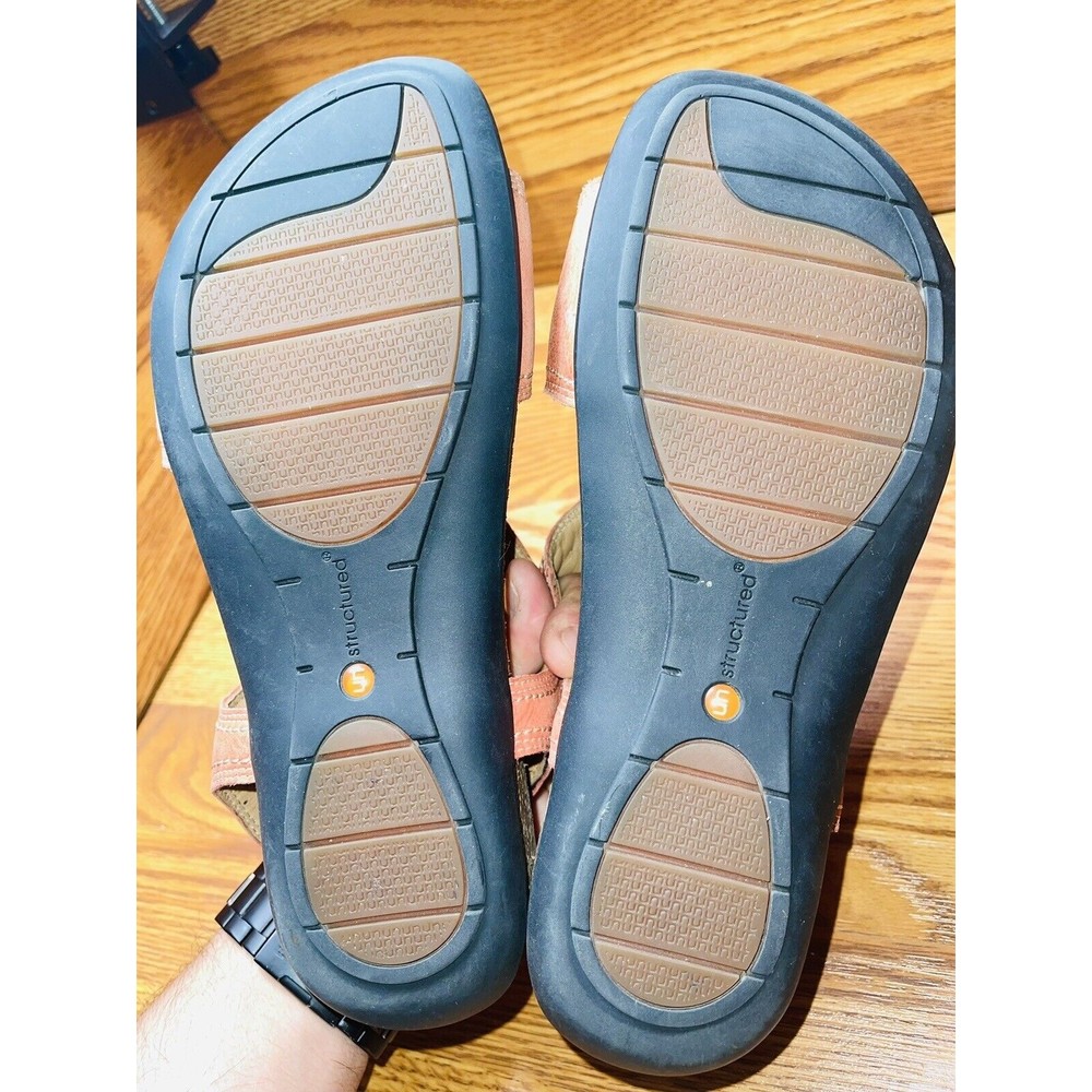 Clarks Un Structured Sz 9 1/2m Melon Leather Stra… - image 6